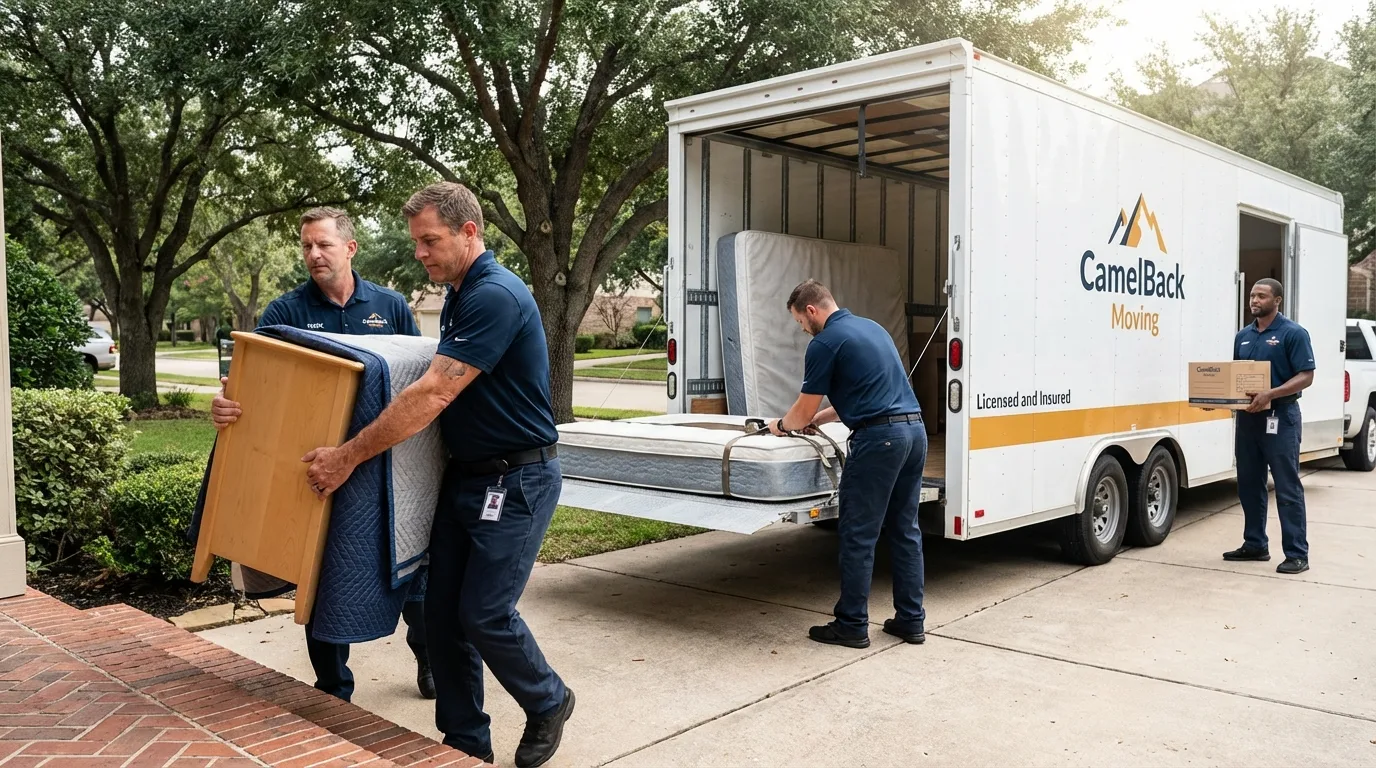 Crew loading residential truck for cross-state move from Louisburg, NC