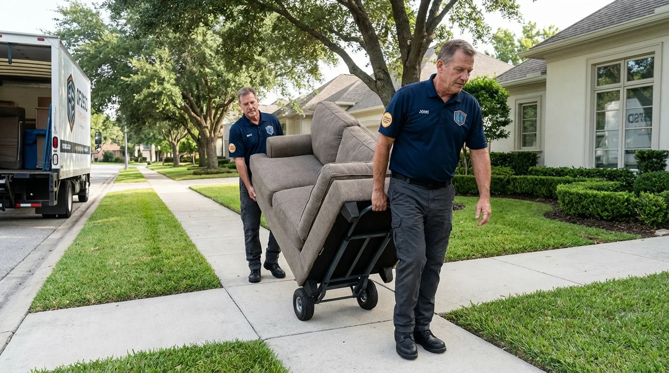 Local residential moving crew loading furniture in Louisburg, NC